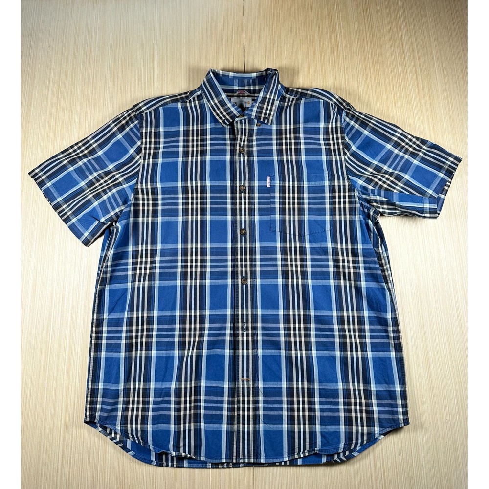 Carhartt Shirt Mens XL Multicolor Plaid Relaxed Fit Pleated Button Down Workwear